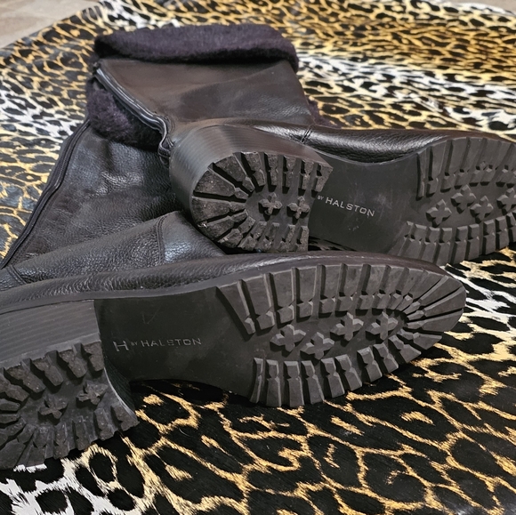 H by Halston Donna Black Leather faux fur boots - Picture 3 of 4